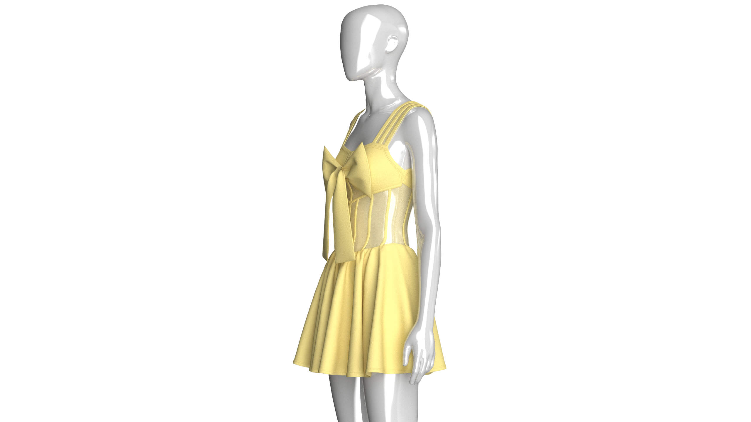 Girls Corset Mini Dress With Mesh 3D Model