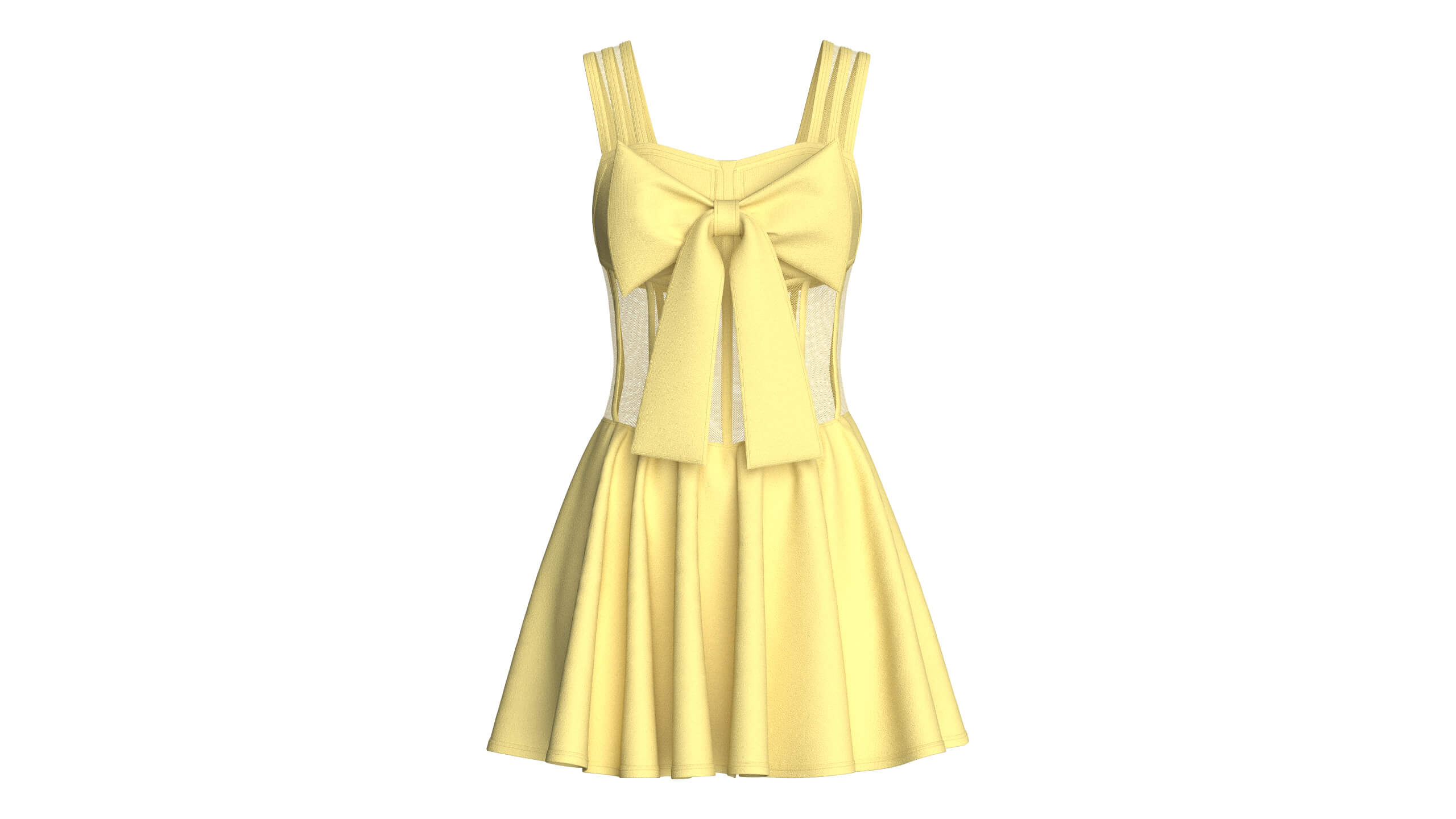 Girls Corset Mini Dress With Mesh 3D Model