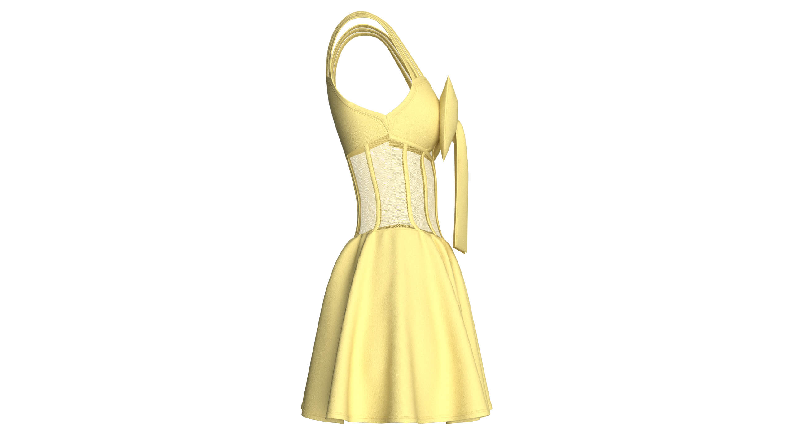 Girls Corset Mini Dress With Mesh 3D Model
