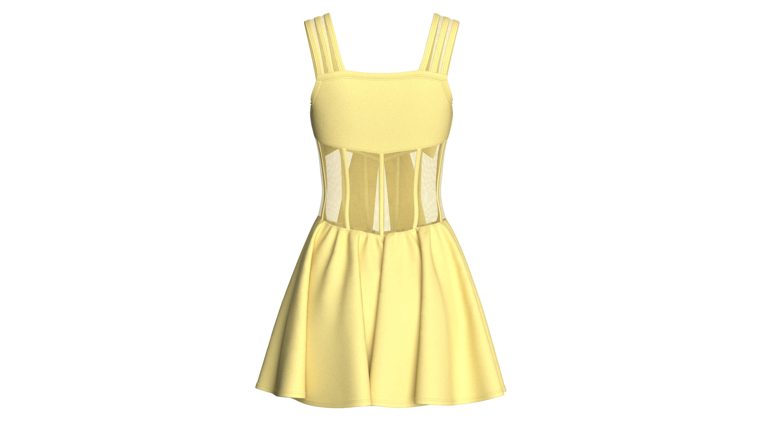 Girls Corset Mini Dress With Mesh 3D Model