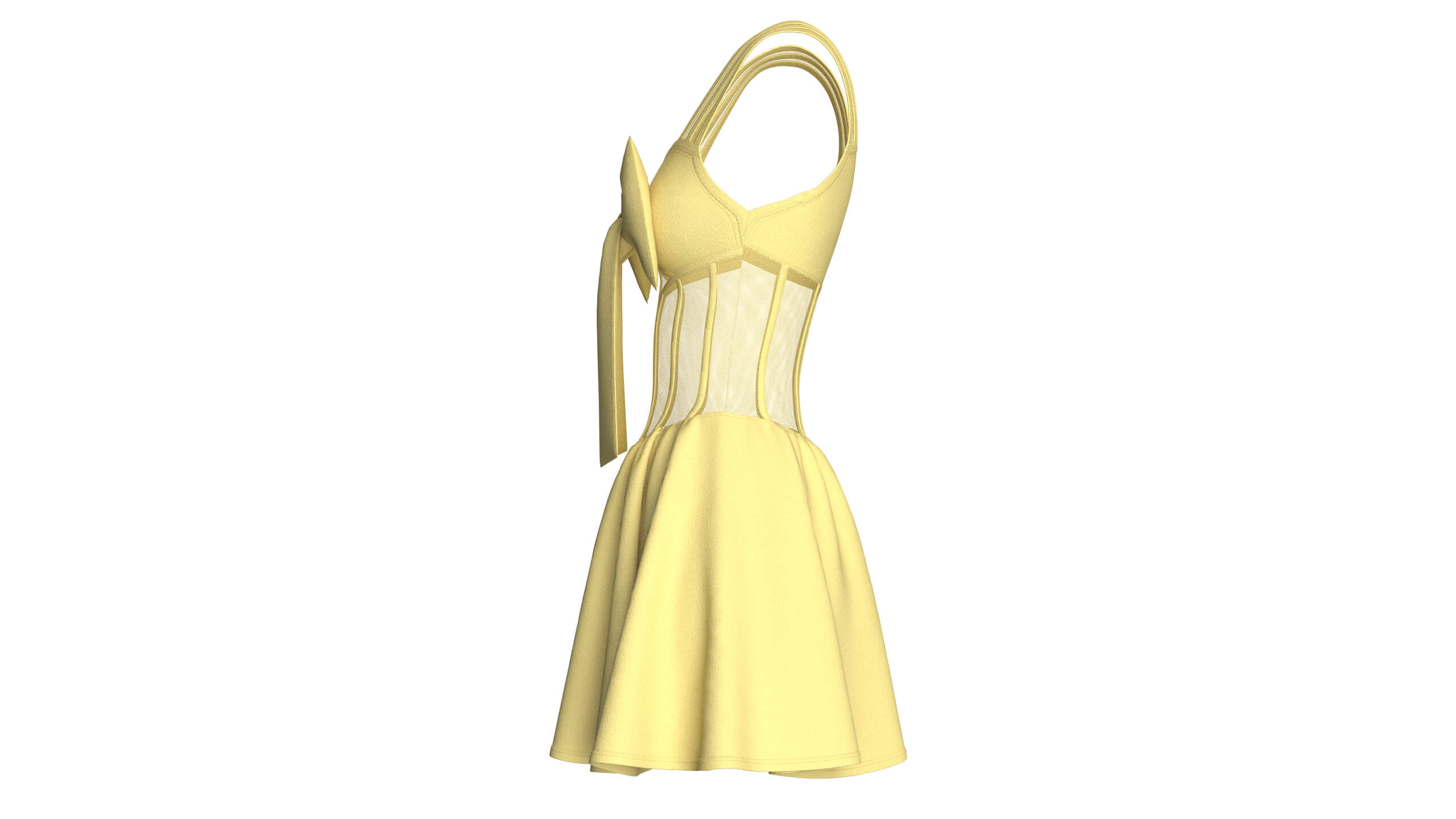 Girls Corset Mini Dress With Mesh 3D Model