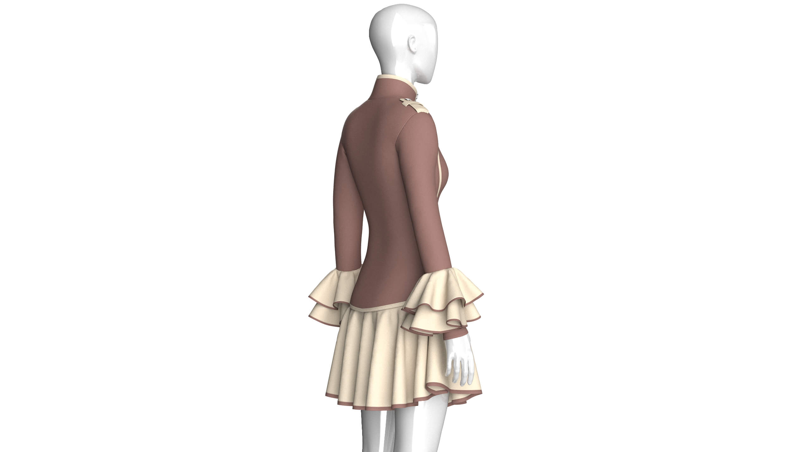 Girls Corset-Waist Ruffled Mini Dress 3D Model