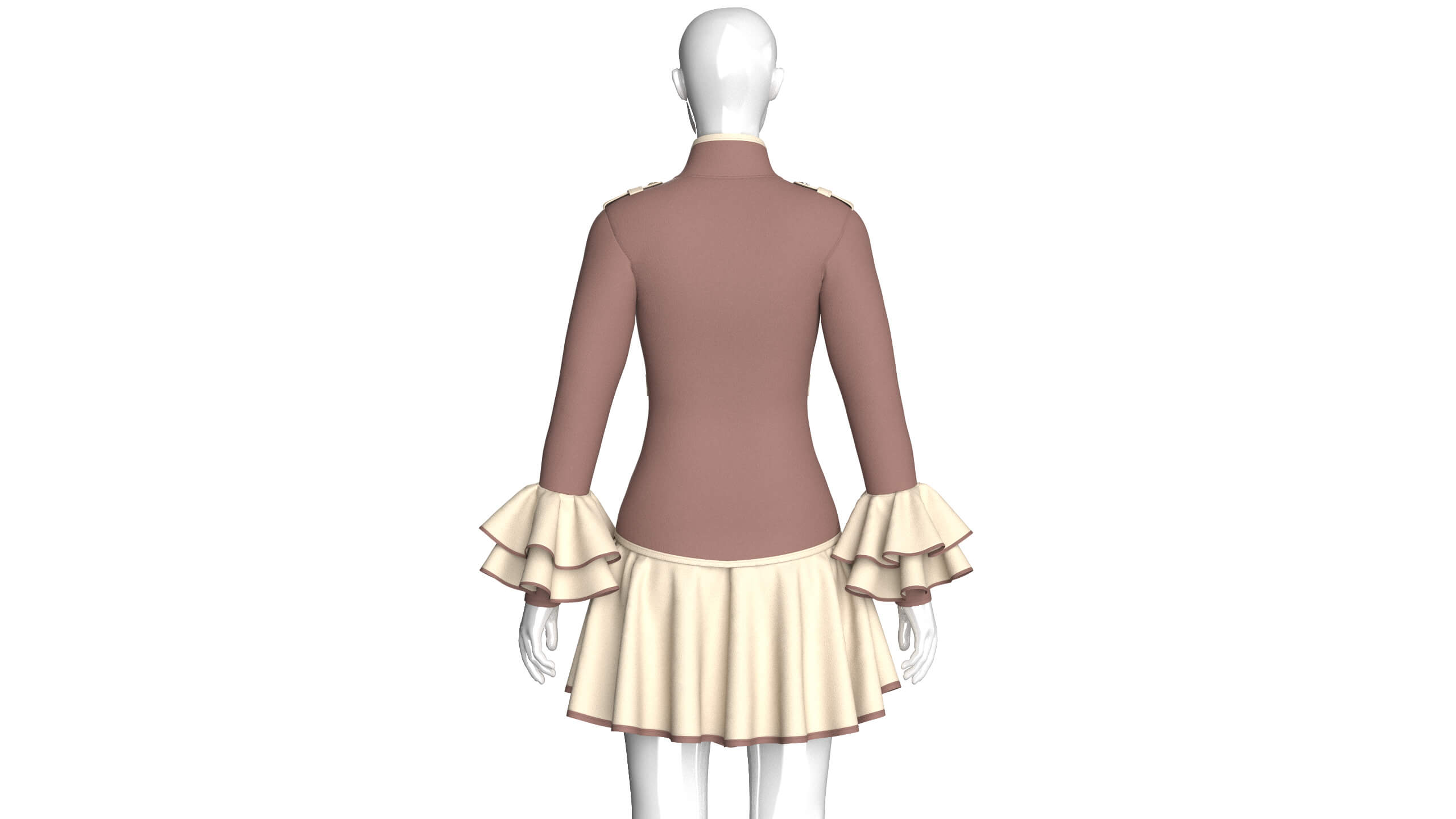 Girls Corset-Waist Ruffled Mini Dress 3D Model