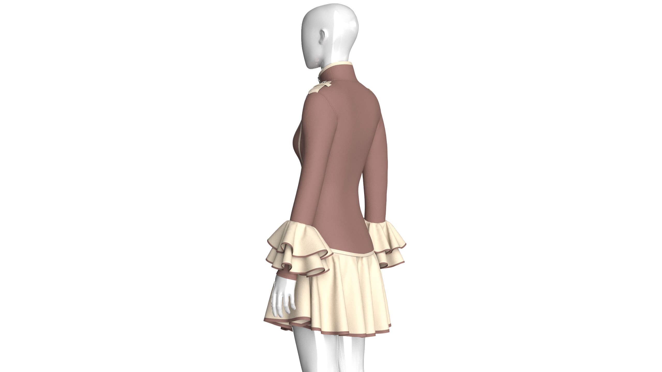 Girls Corset-Waist Ruffled Mini Dress 3D Model