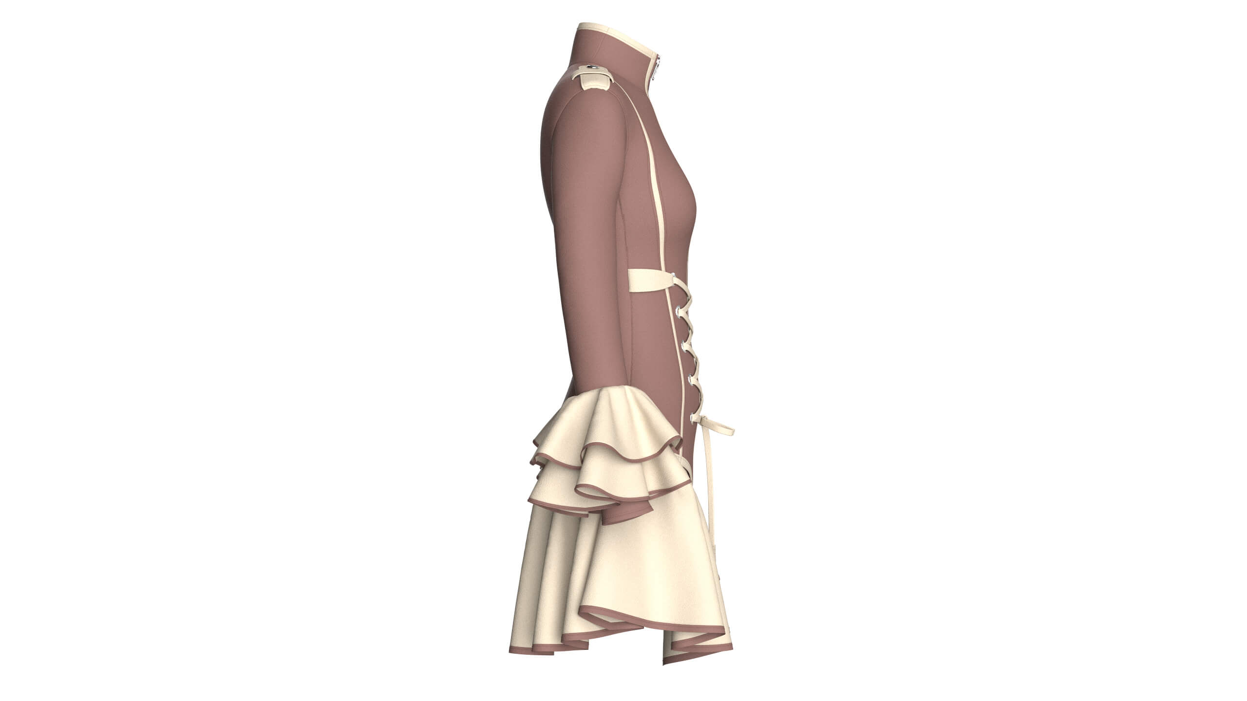 Girls Corset-Waist Ruffled Mini Dress 3D Model