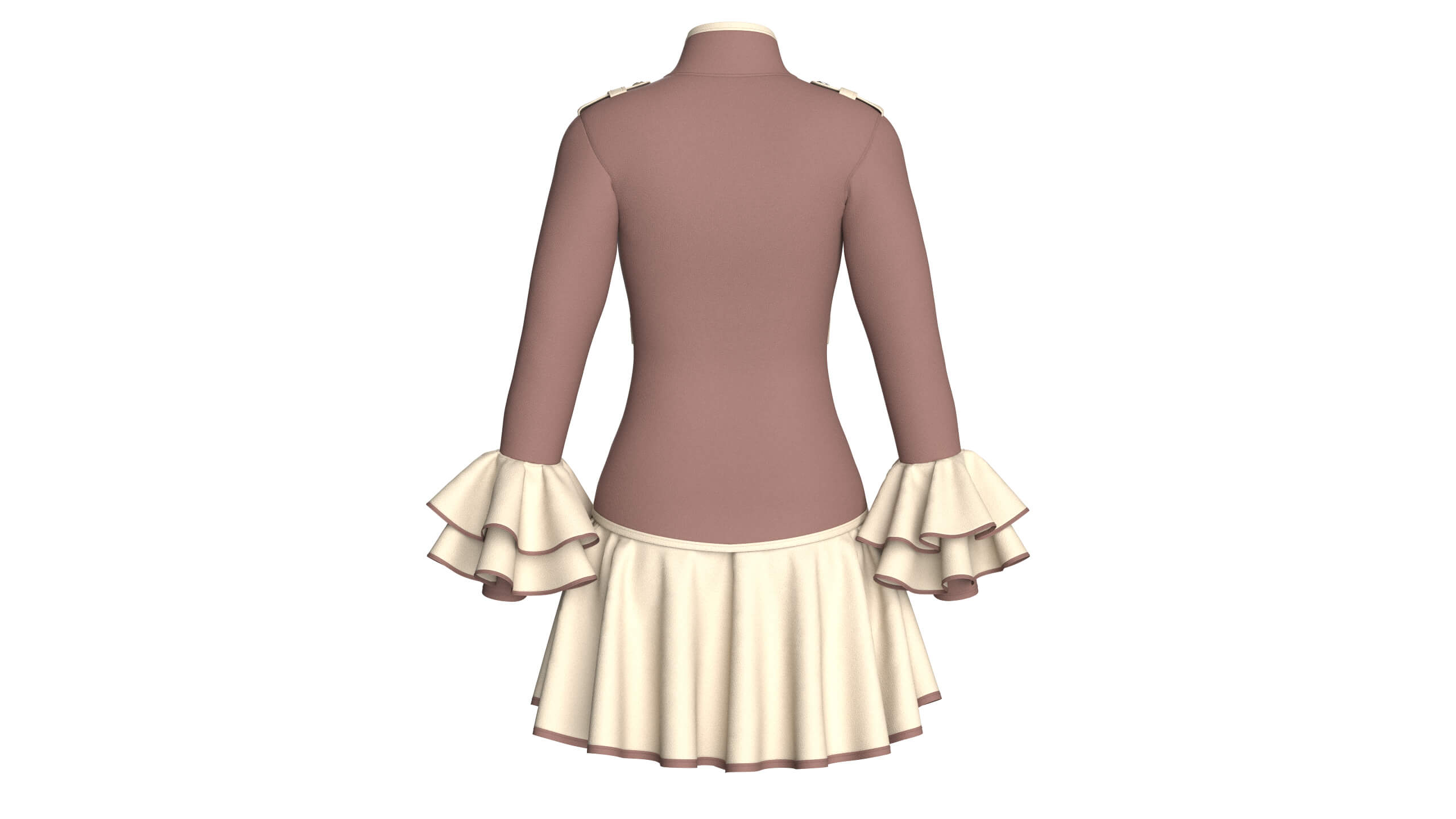 Girls Corset-Waist Ruffled Mini Dress 3D Model