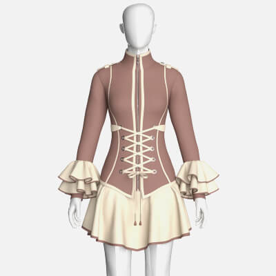 Girls Corset-Waist Ruffled Mini Dress