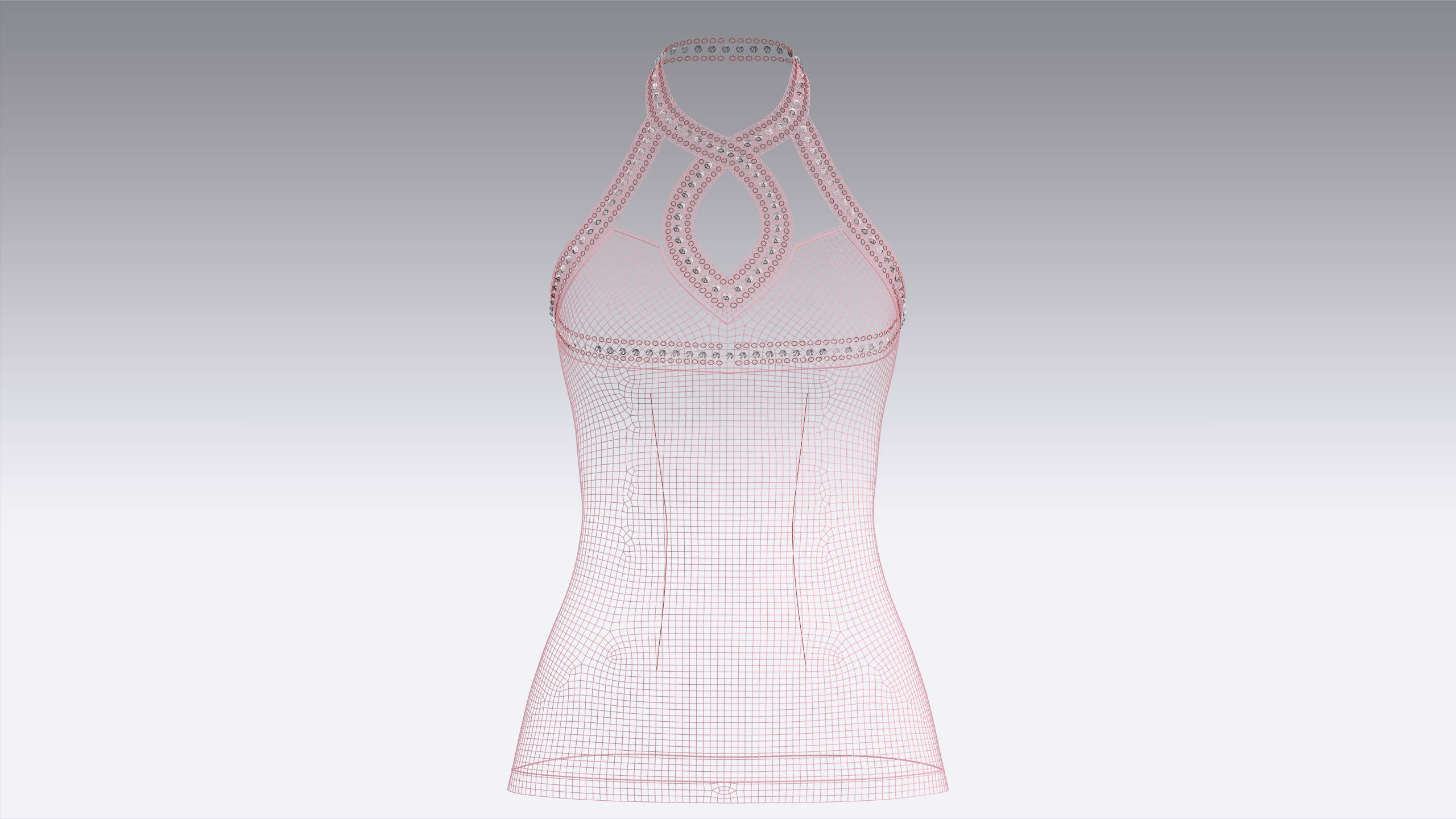 Girls Criss-Cross Neck Halter Tank Top 3D Model