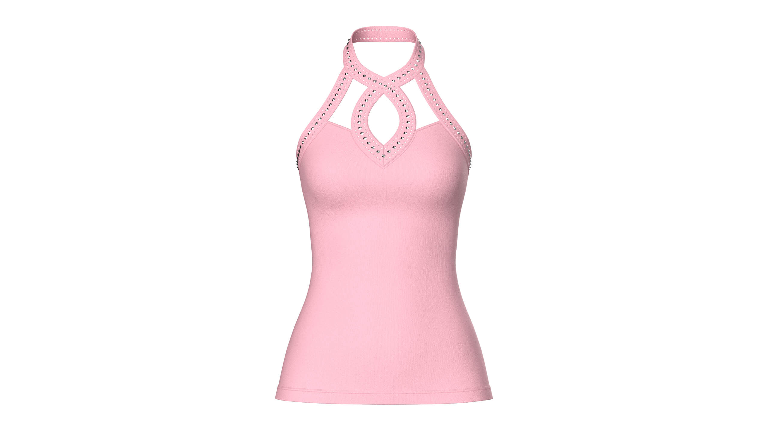 Girls Criss-Cross Neck Halter Tank Top 3D Model