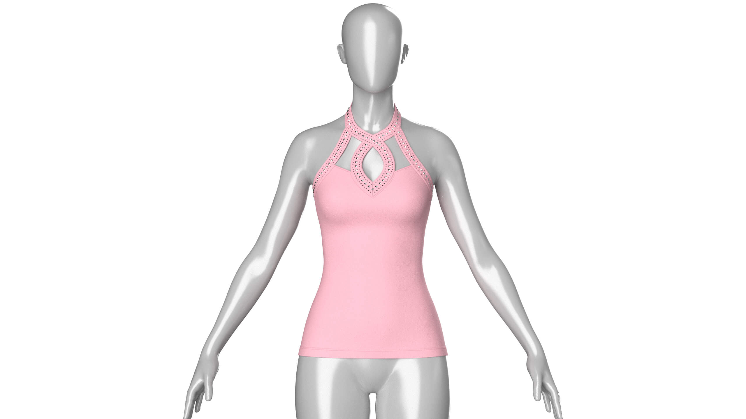 Girls Criss-Cross Neck Halter Tank Top 3D Model