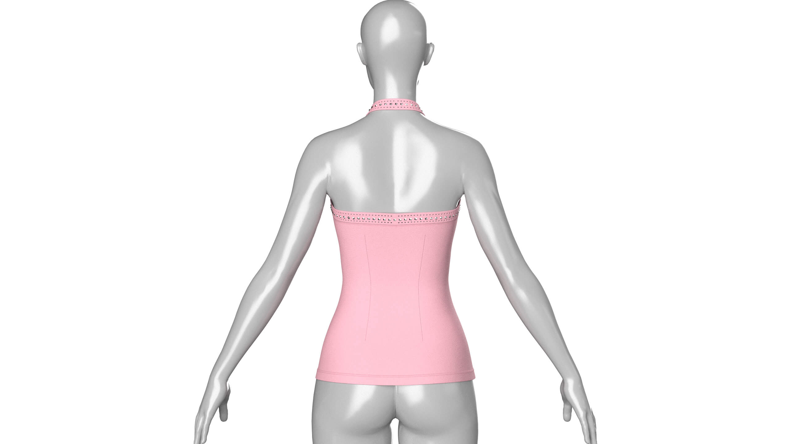 Girls Criss-Cross Neck Halter Tank Top 3D Model
