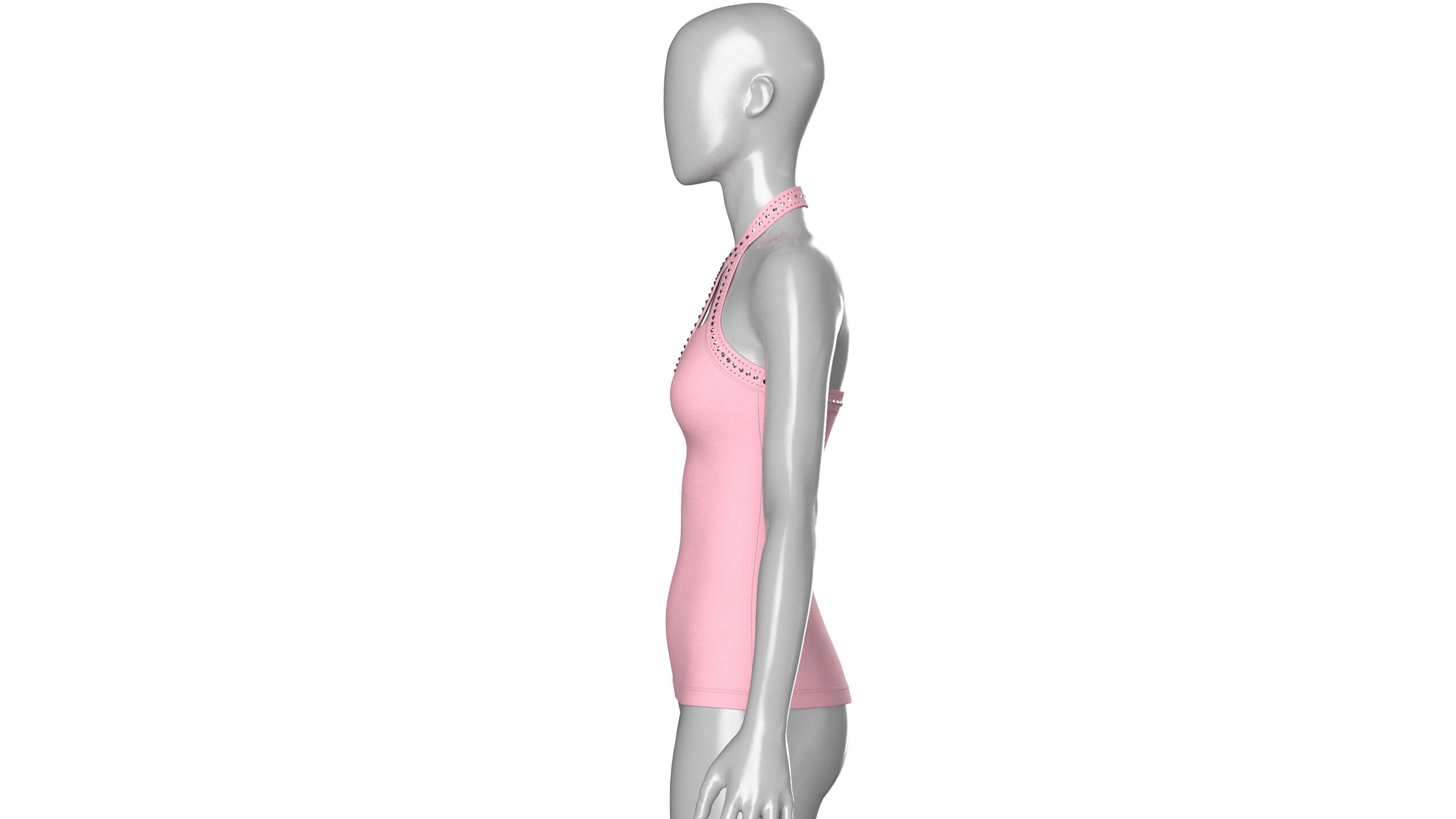 Girls Criss-Cross Neck Halter Tank Top 3D Model
