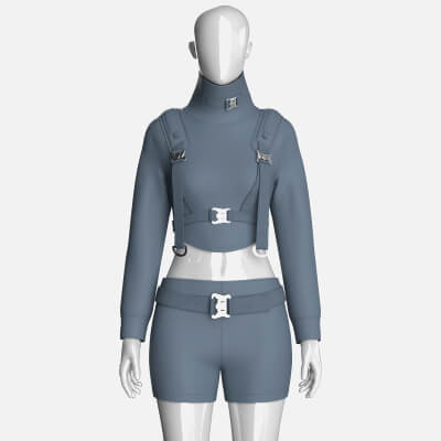 Girls Crop Top with Belted Shorts Outfit
