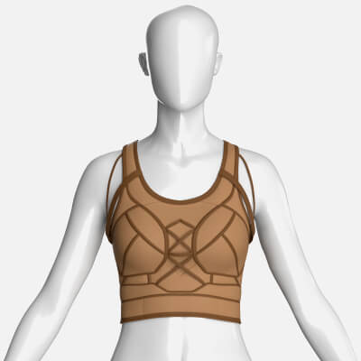 Girls Crop Top with Brown Piping