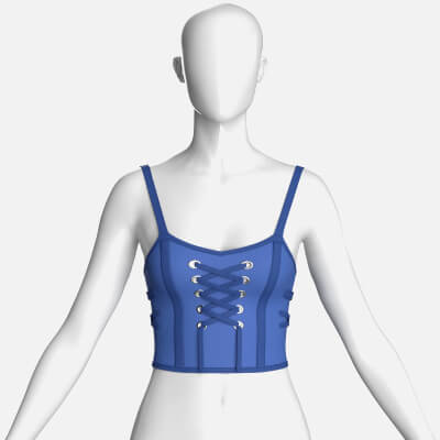 Girls Crop Top with Center Front Lace-Up