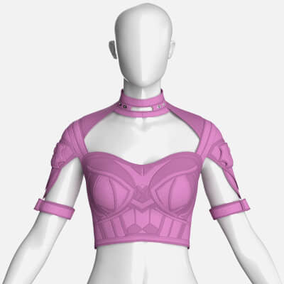 Girls Crop Top with Choker Collar