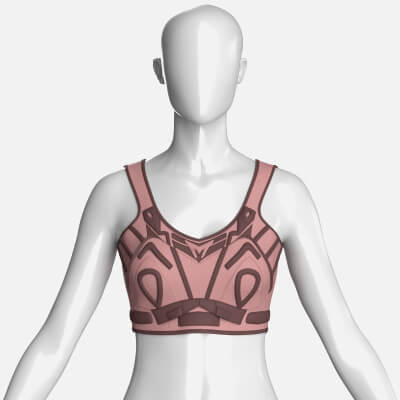 Girls Crop Top with Dark Brown Contrast Piping