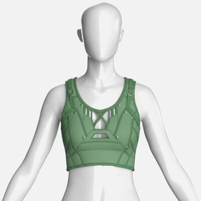 Girls Crop Top with Front Cage Cutouts