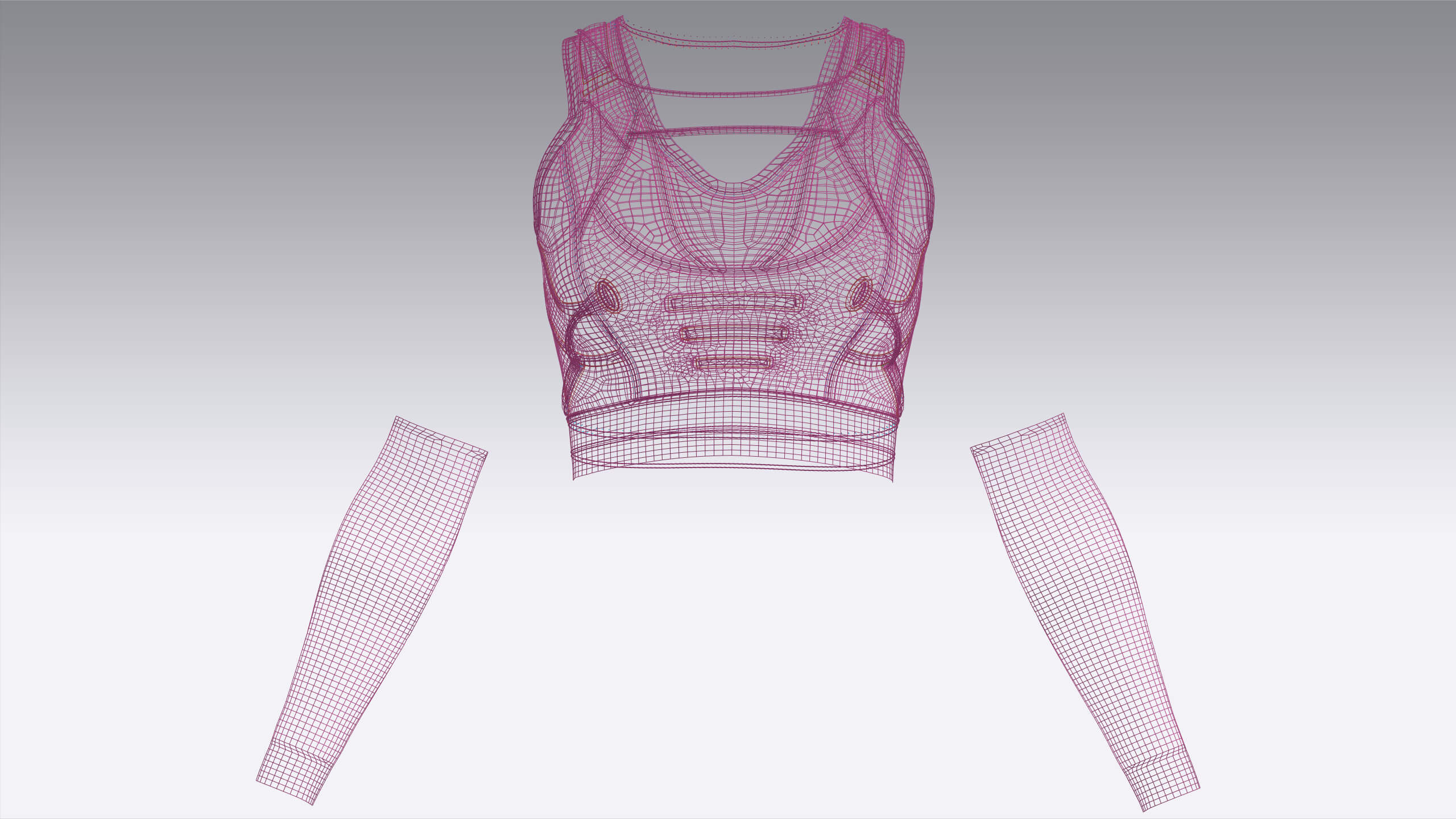 Girls Crop Top with Separate Sleeves 3D Model
