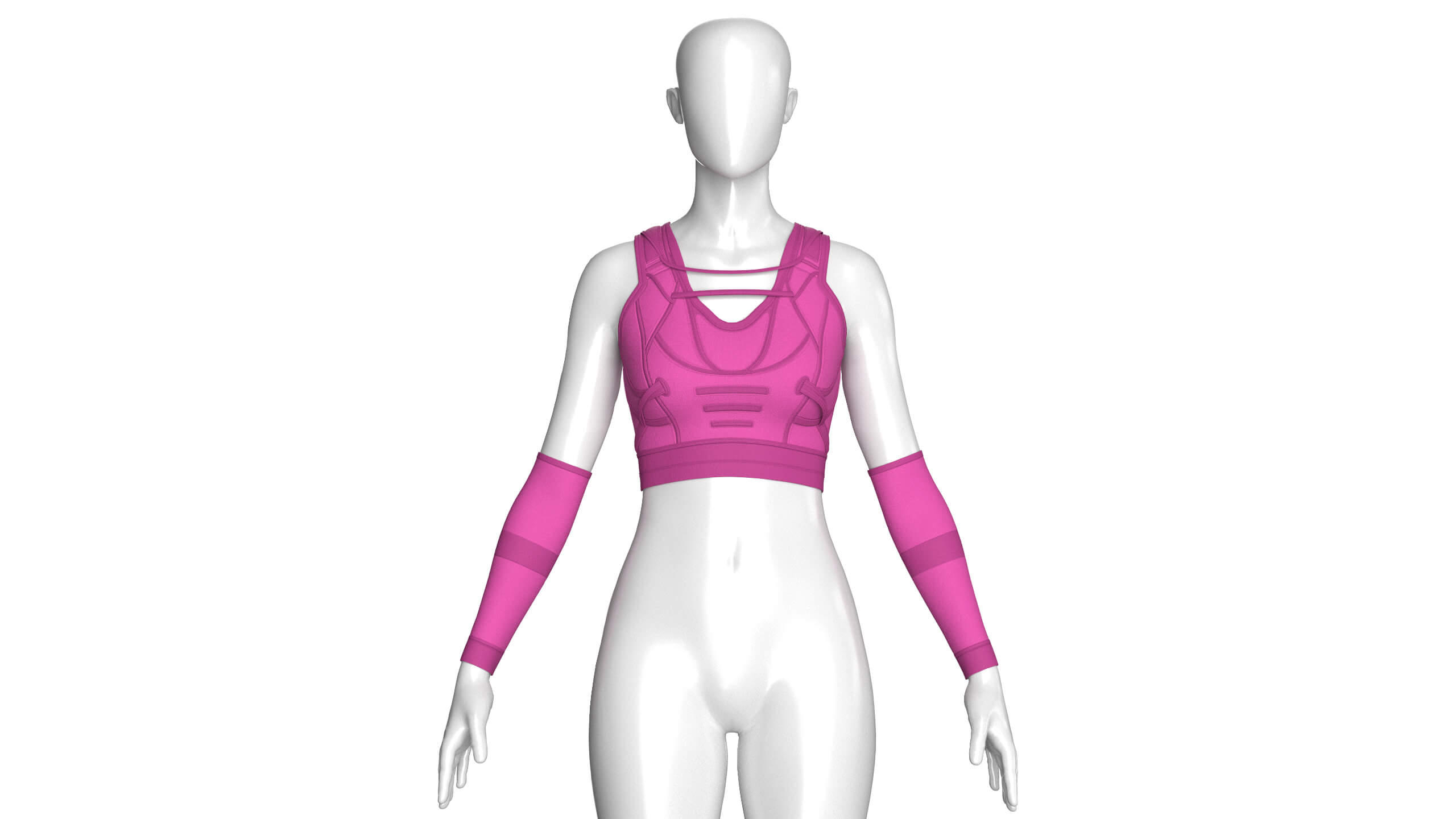 Girls Crop Top with Separate Sleeves 3D Model