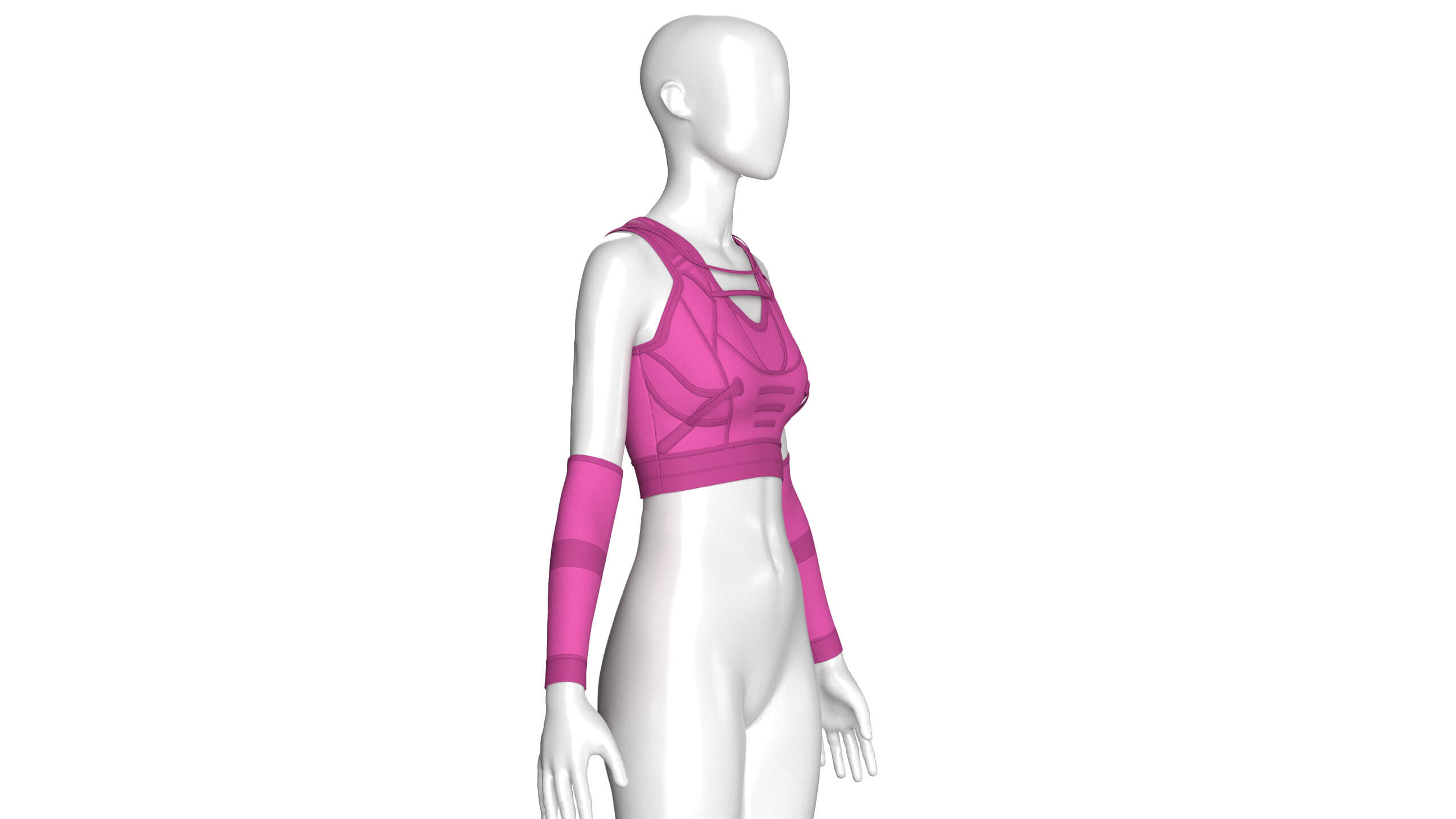 Girls Crop Top with Separate Sleeves 3D Model