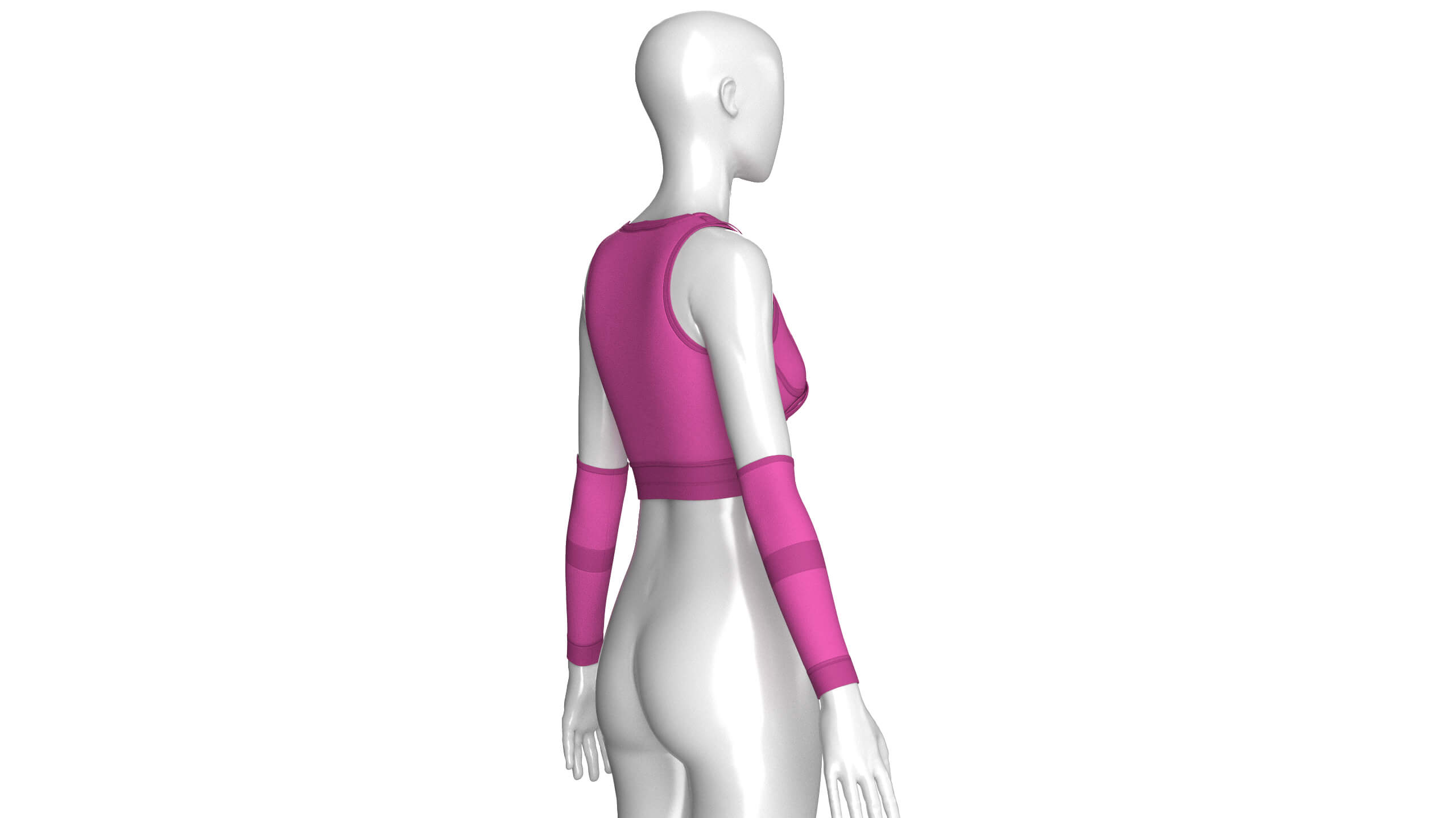 Girls Crop Top with Separate Sleeves 3D Model