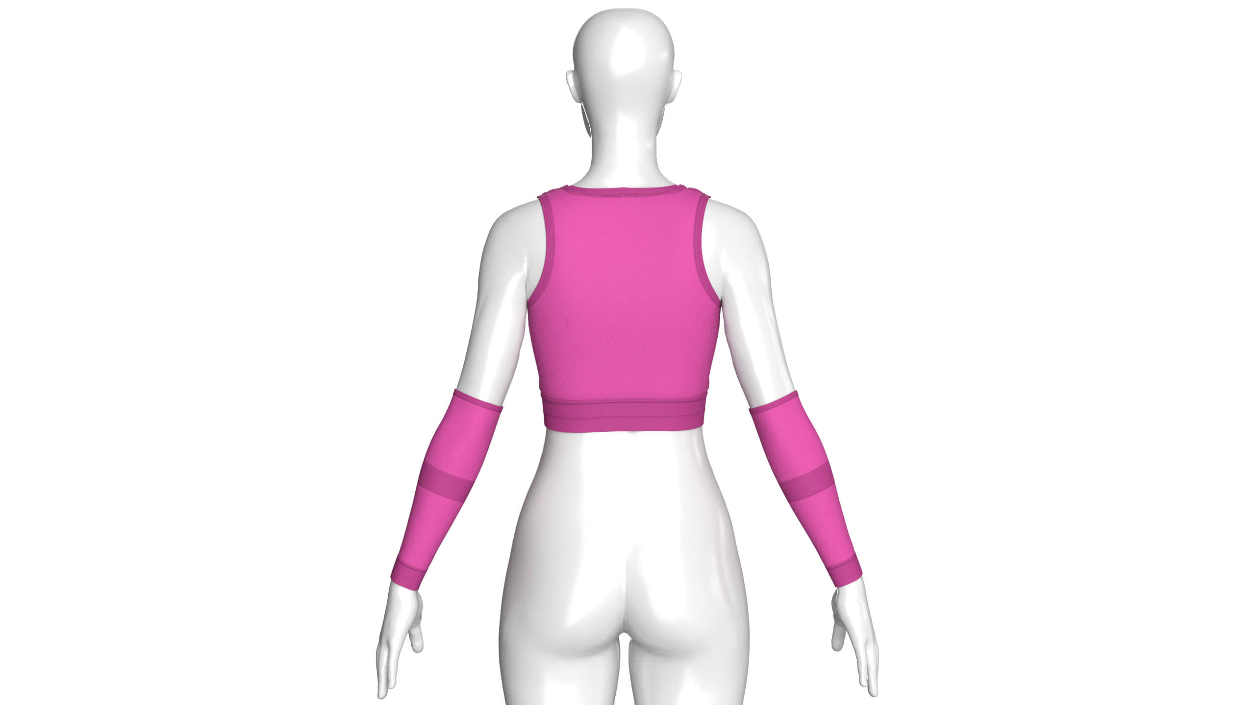 Girls Crop Top with Separate Sleeves 3D Model