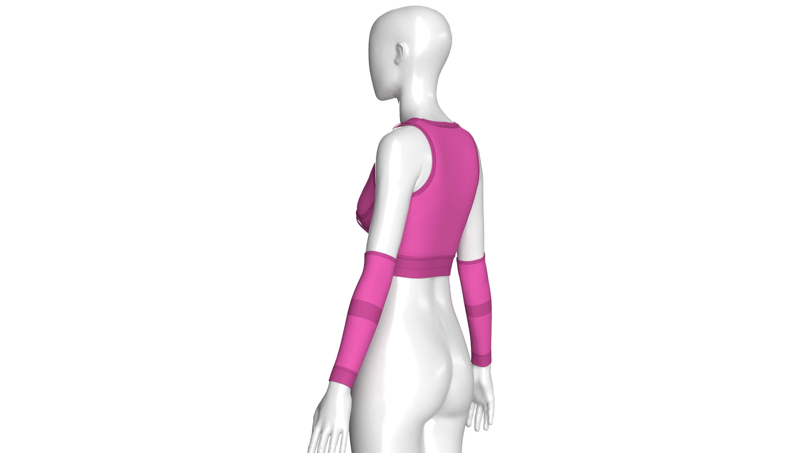 Girls Crop Top with Separate Sleeves 3D Model