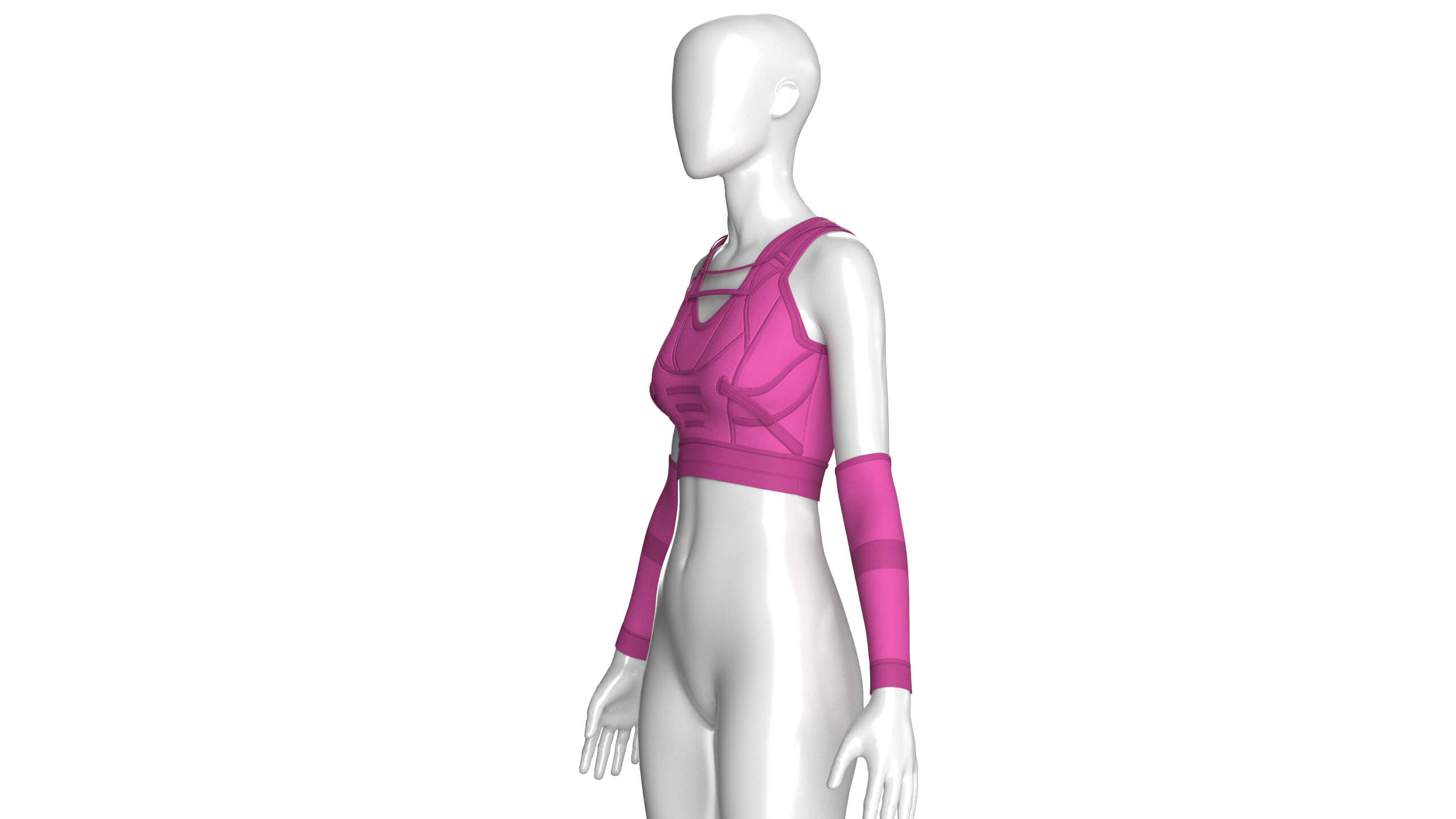Girls Crop Top with Separate Sleeves 3D Model