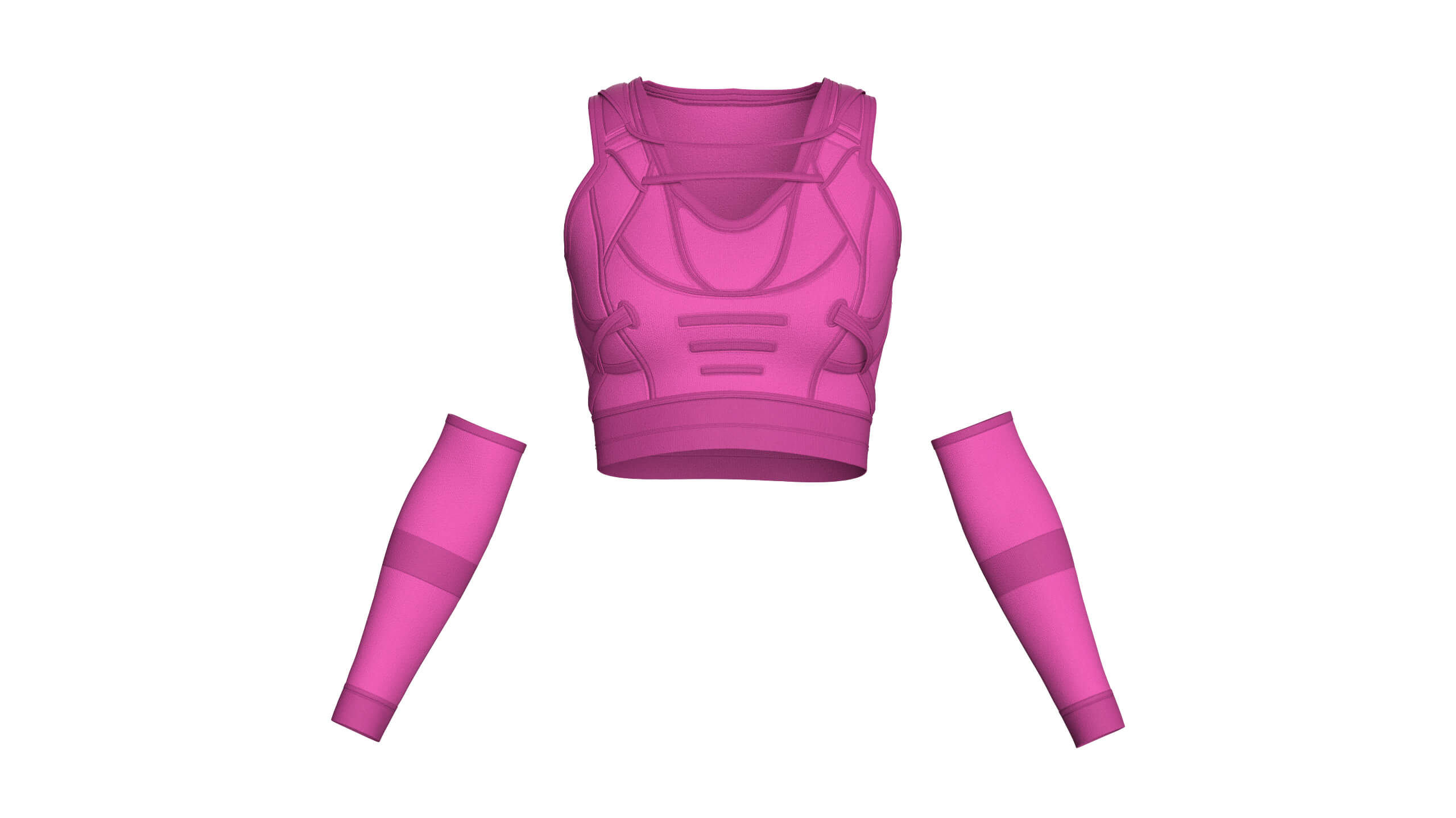 Girls Crop Top with Separate Sleeves 3D Model