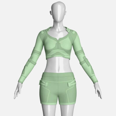 Girls Crop Top with Shorts-outfit V2