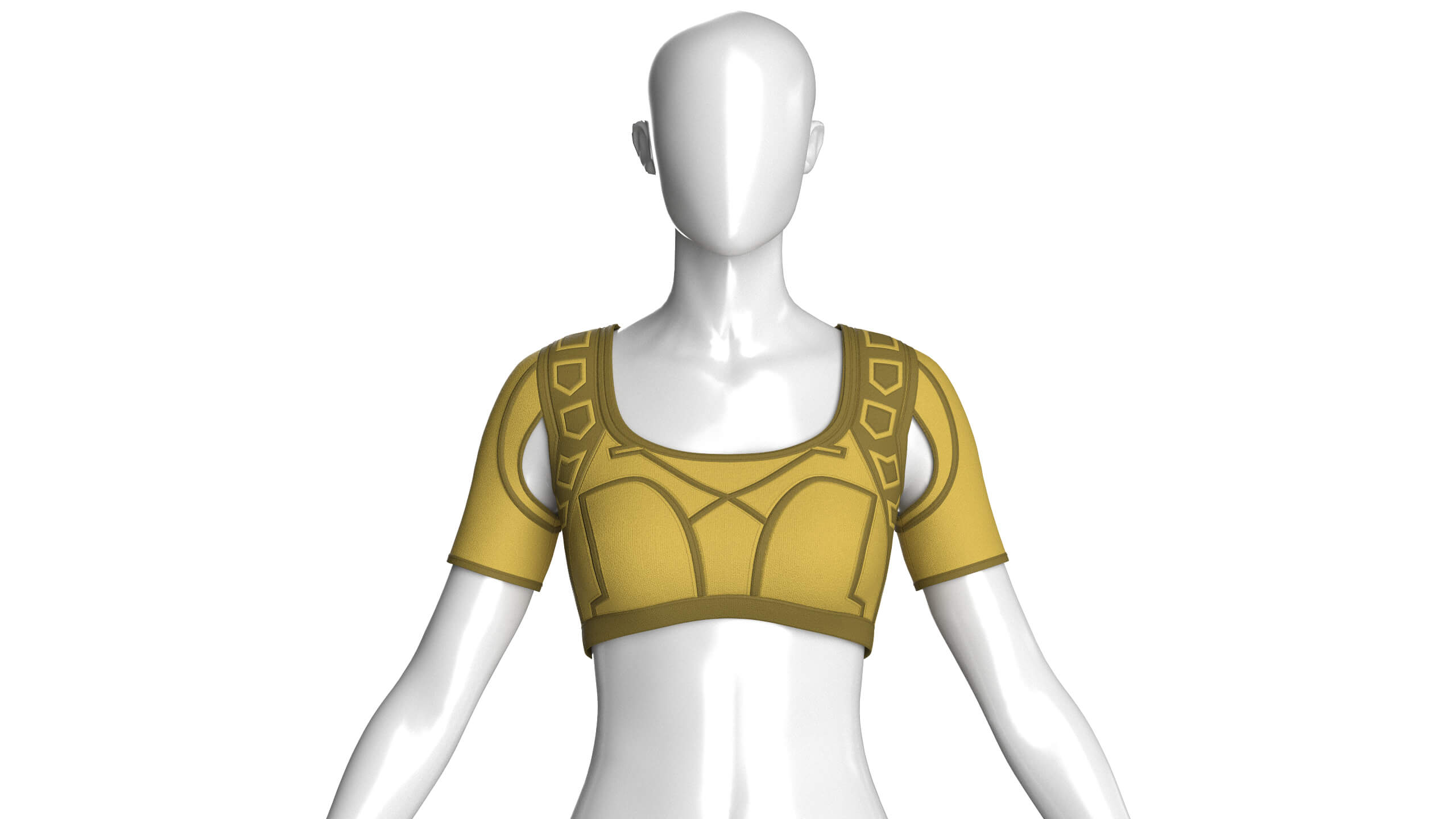 Girls Crop Top with Shoulder Cut-Outs 3D Model