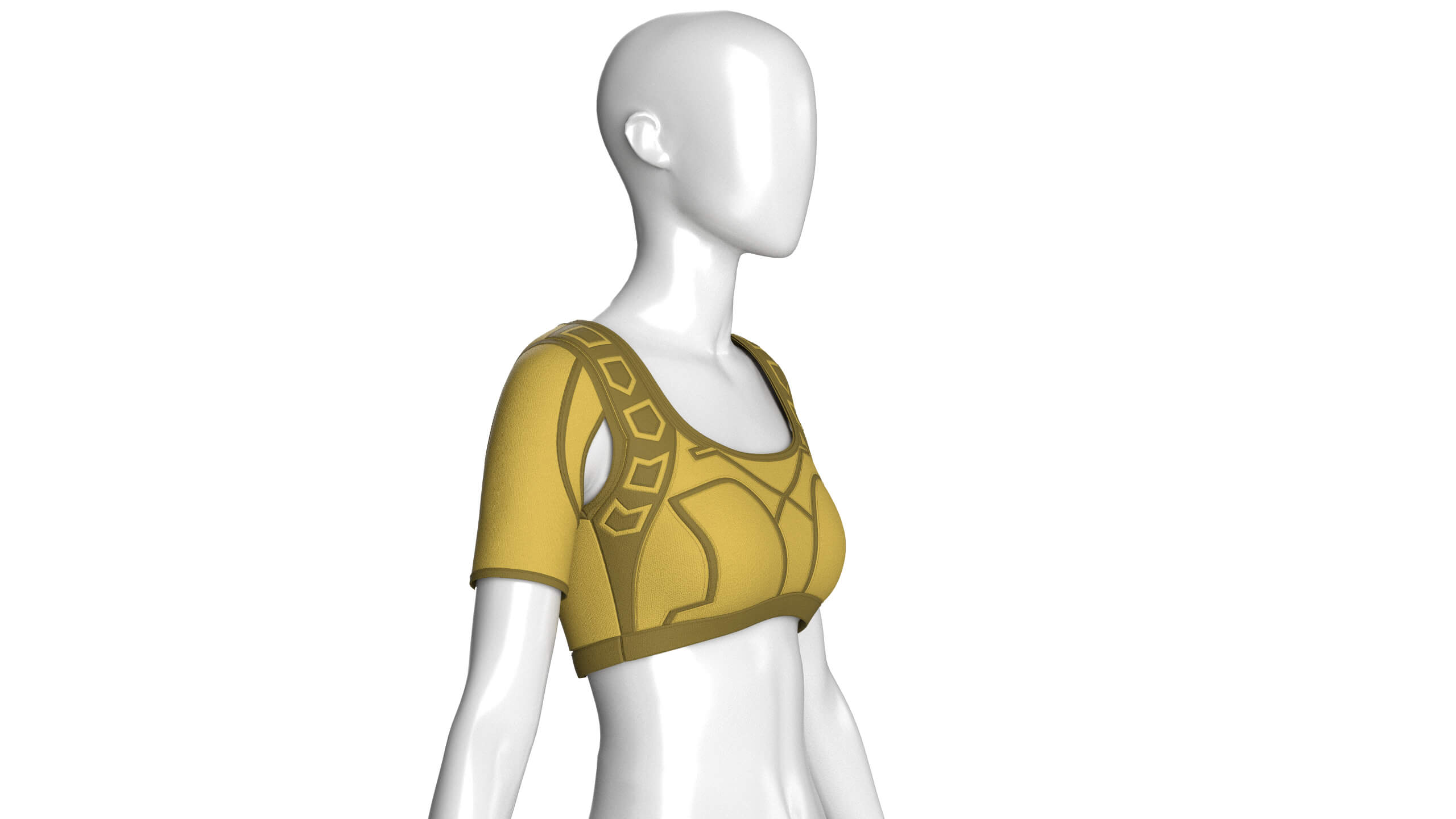 Girls Crop Top with Shoulder Cut-Outs 3D Model