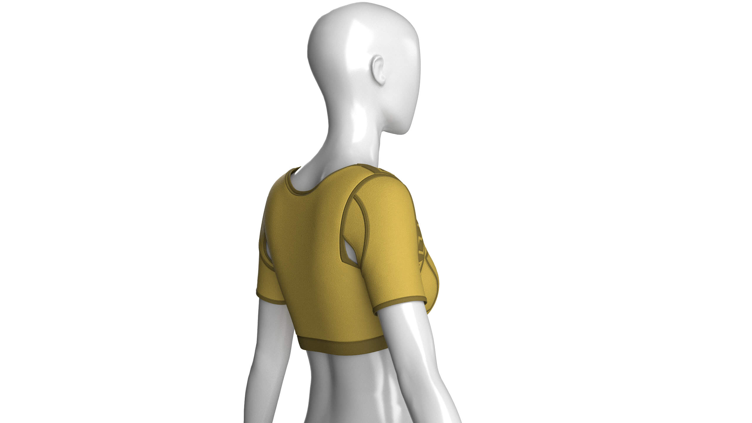 Girls Crop Top with Shoulder Cut-Outs 3D Model
