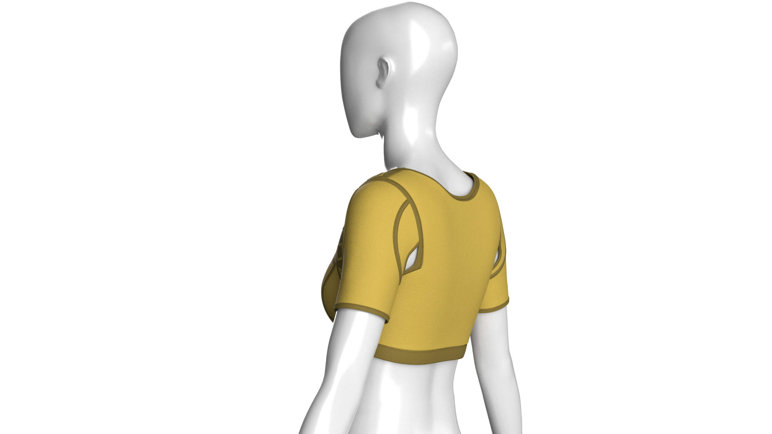 Girls Crop Top with Shoulder Cut-Outs 3D Model