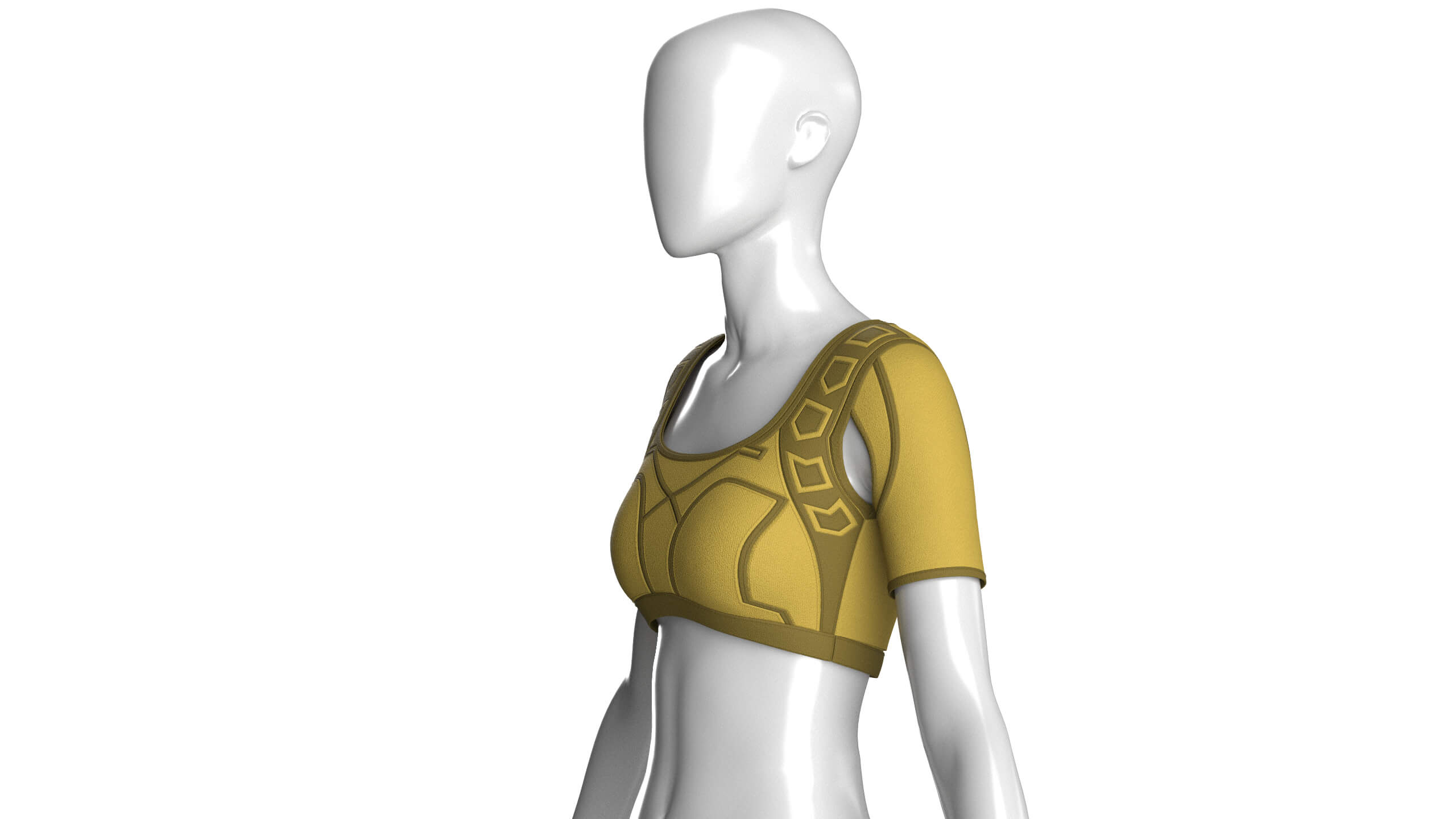 Girls Crop Top with Shoulder Cut-Outs 3D Model
