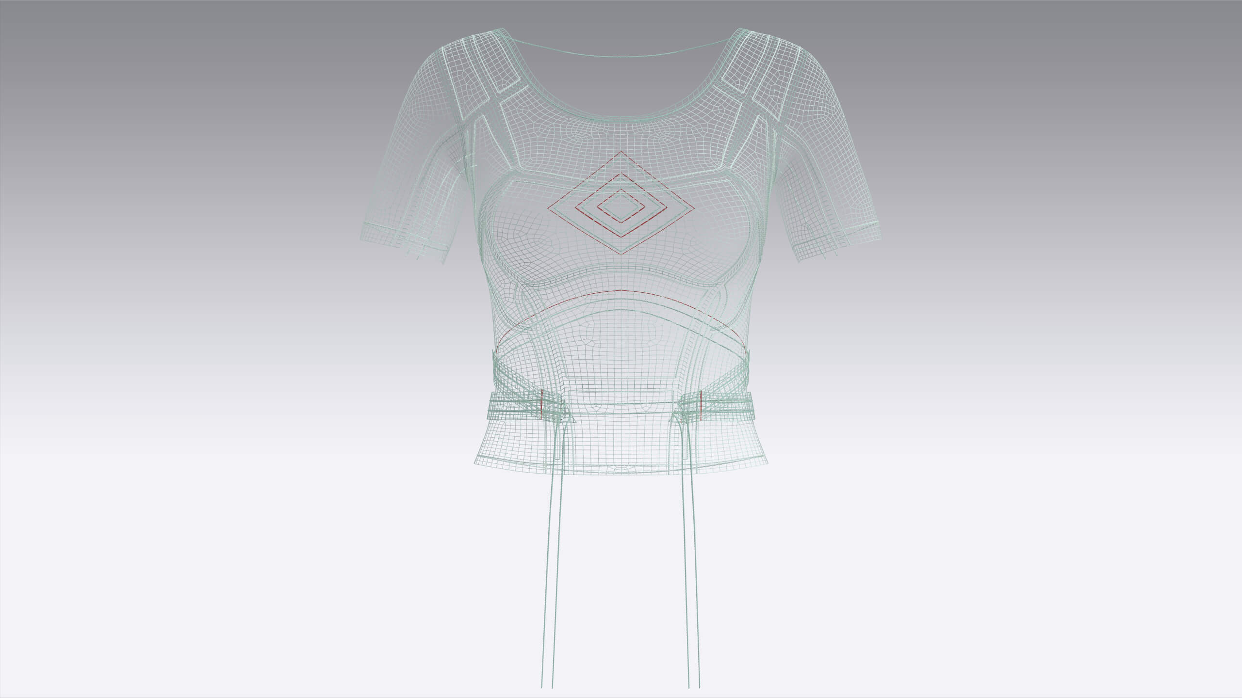 Girls Crop Top with Waist Wrap Tie Strap 3D Model