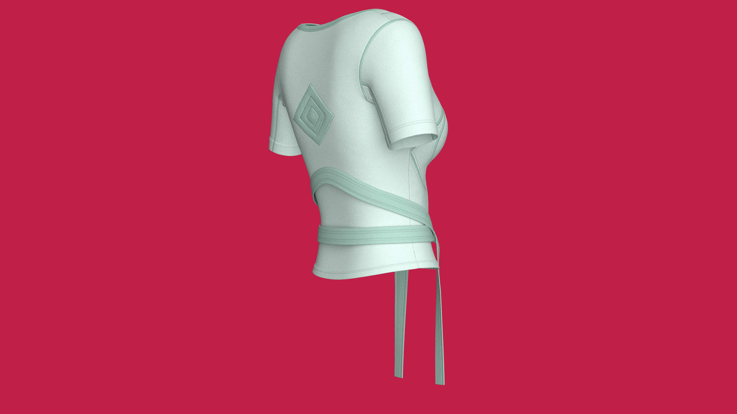 Girls Crop Top with Waist Wrap Tie Strap 3D Model