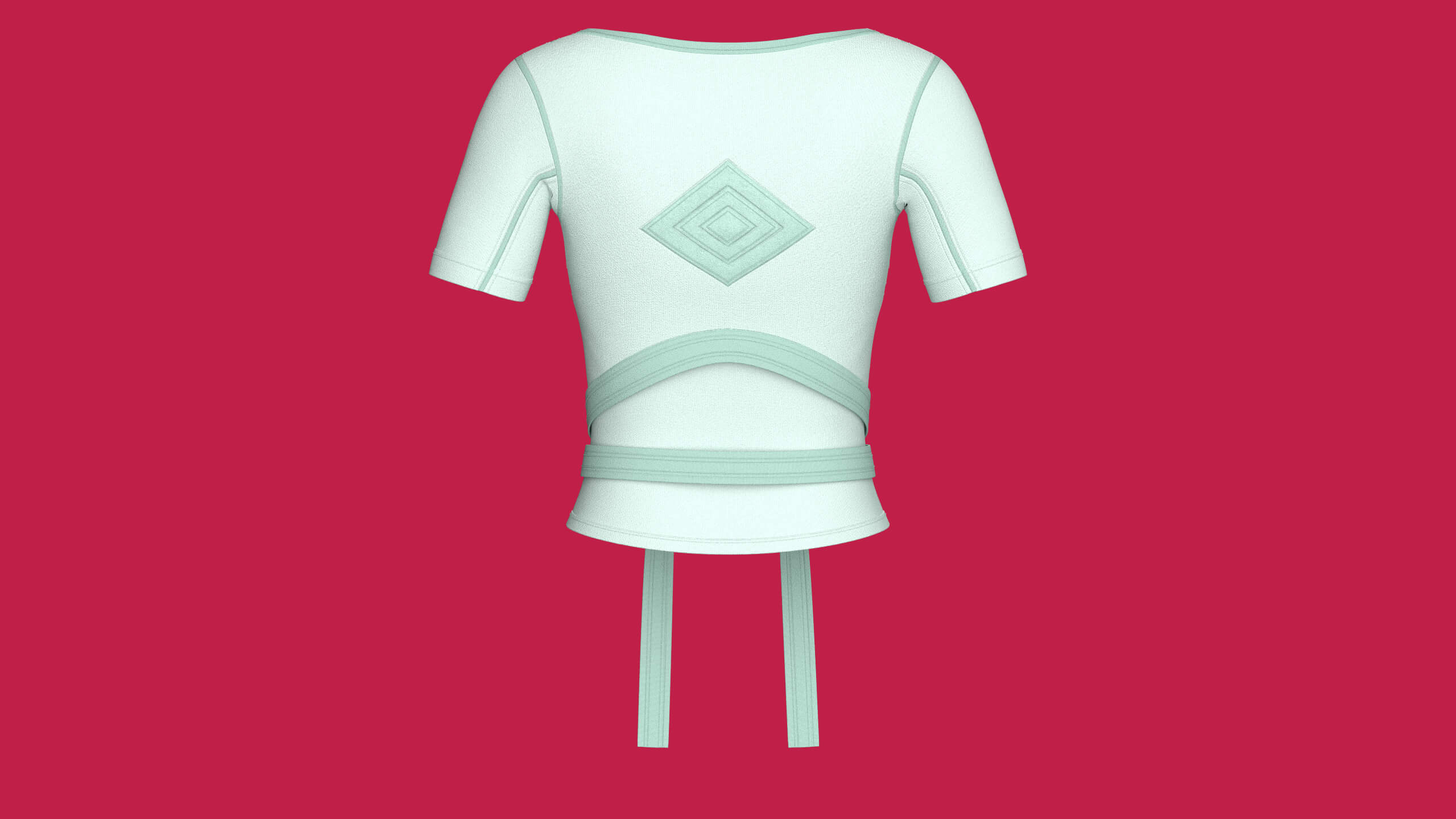 Girls Crop Top with Waist Wrap Tie Strap 3D Model