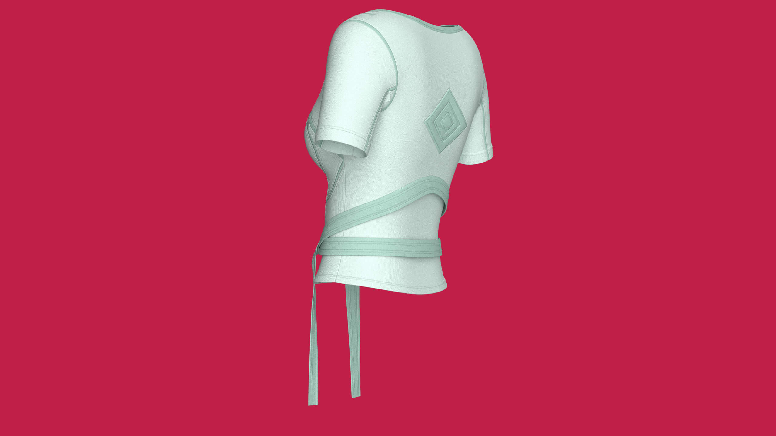 Girls Crop Top with Waist Wrap Tie Strap 3D Model