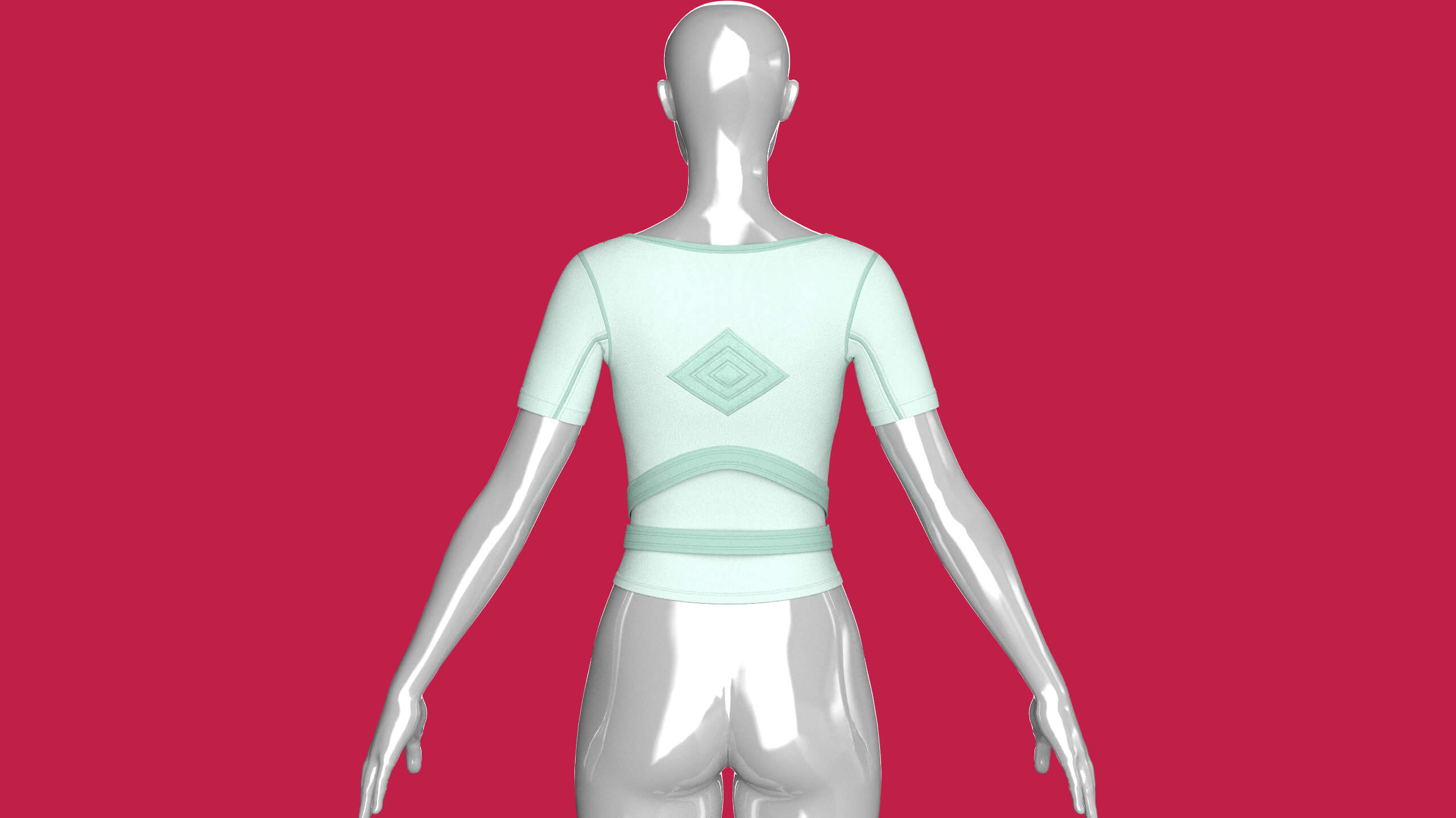 Girls Crop Top with Waist Wrap Tie Strap 3D Model