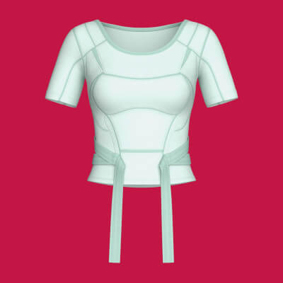 Girls Crop Top with Waist Wrap Tie Strap