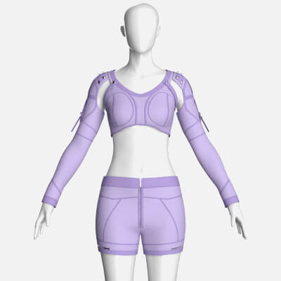 Girls Crop Top with Zippered Shorts Outfit