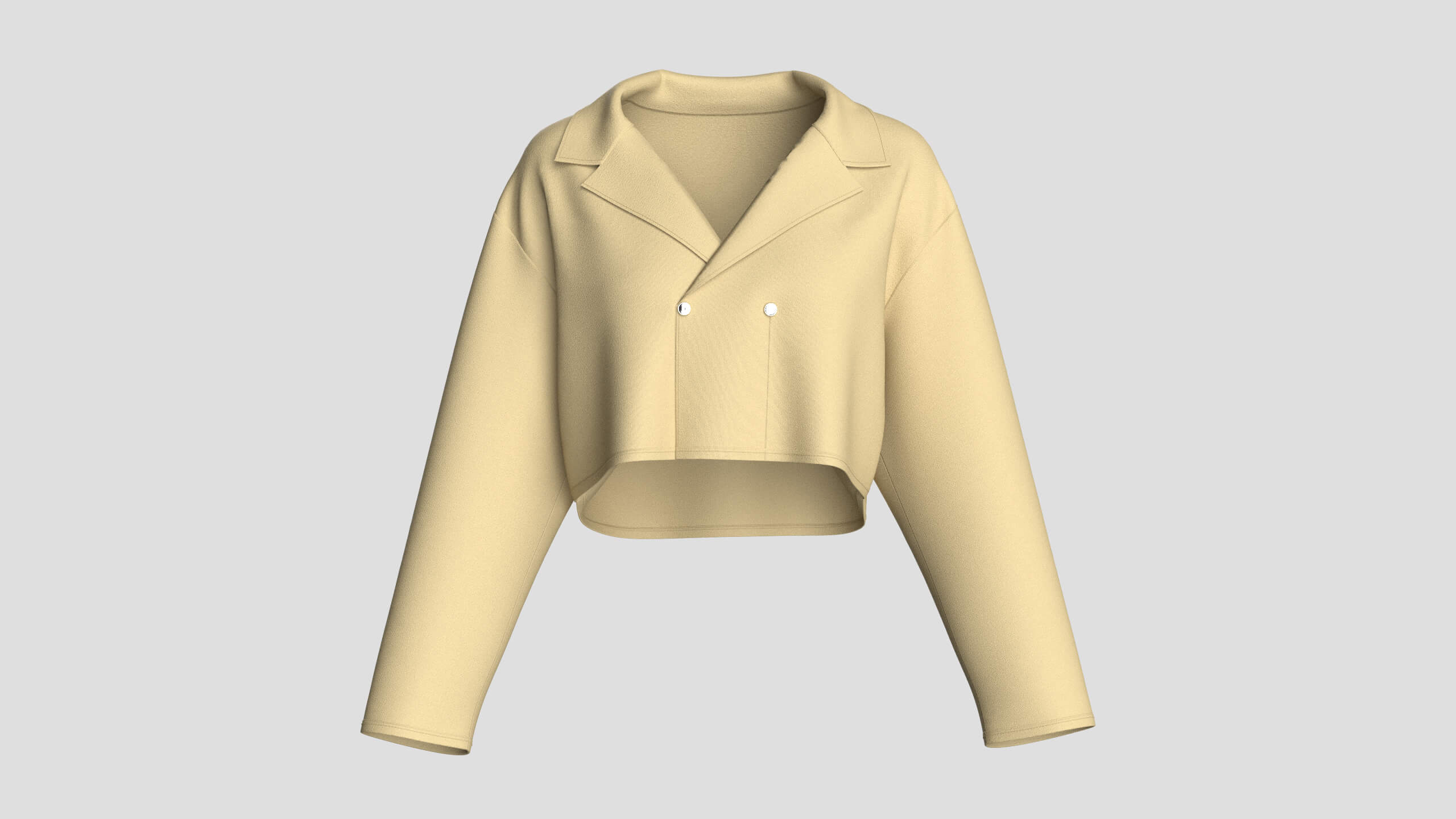 Girls Cropped Double-Breasted Blazer 3D Model