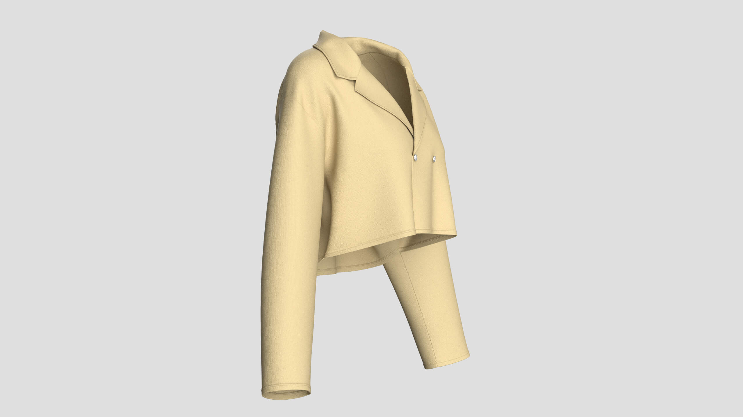 Girls Cropped Double-Breasted Blazer 3D Model