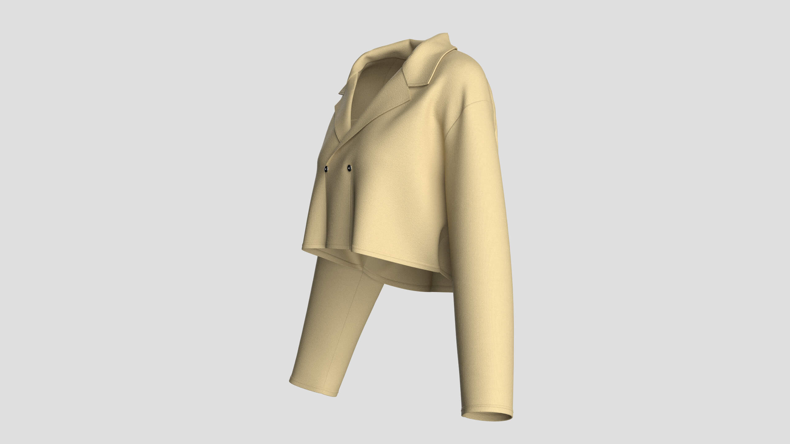 Girls Cropped Double-Breasted Blazer 3D Model