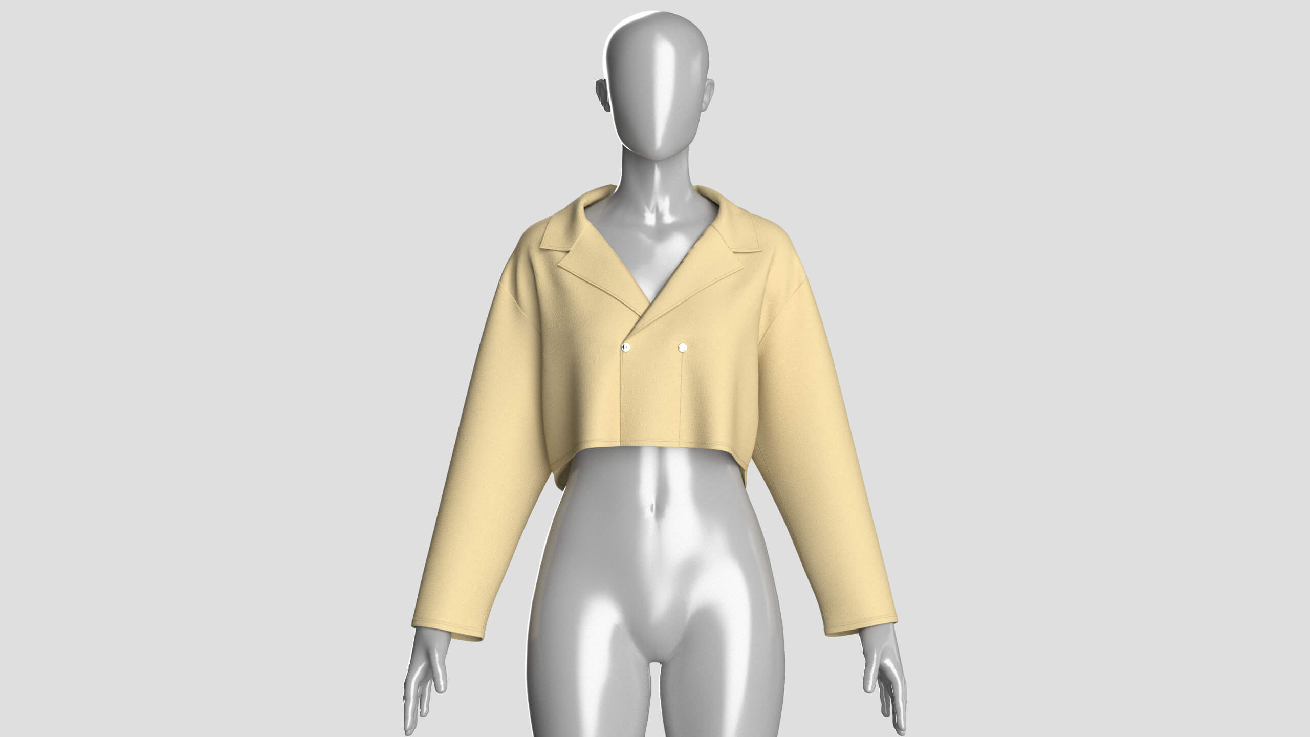 Girls Cropped Double-Breasted Blazer 3D Model