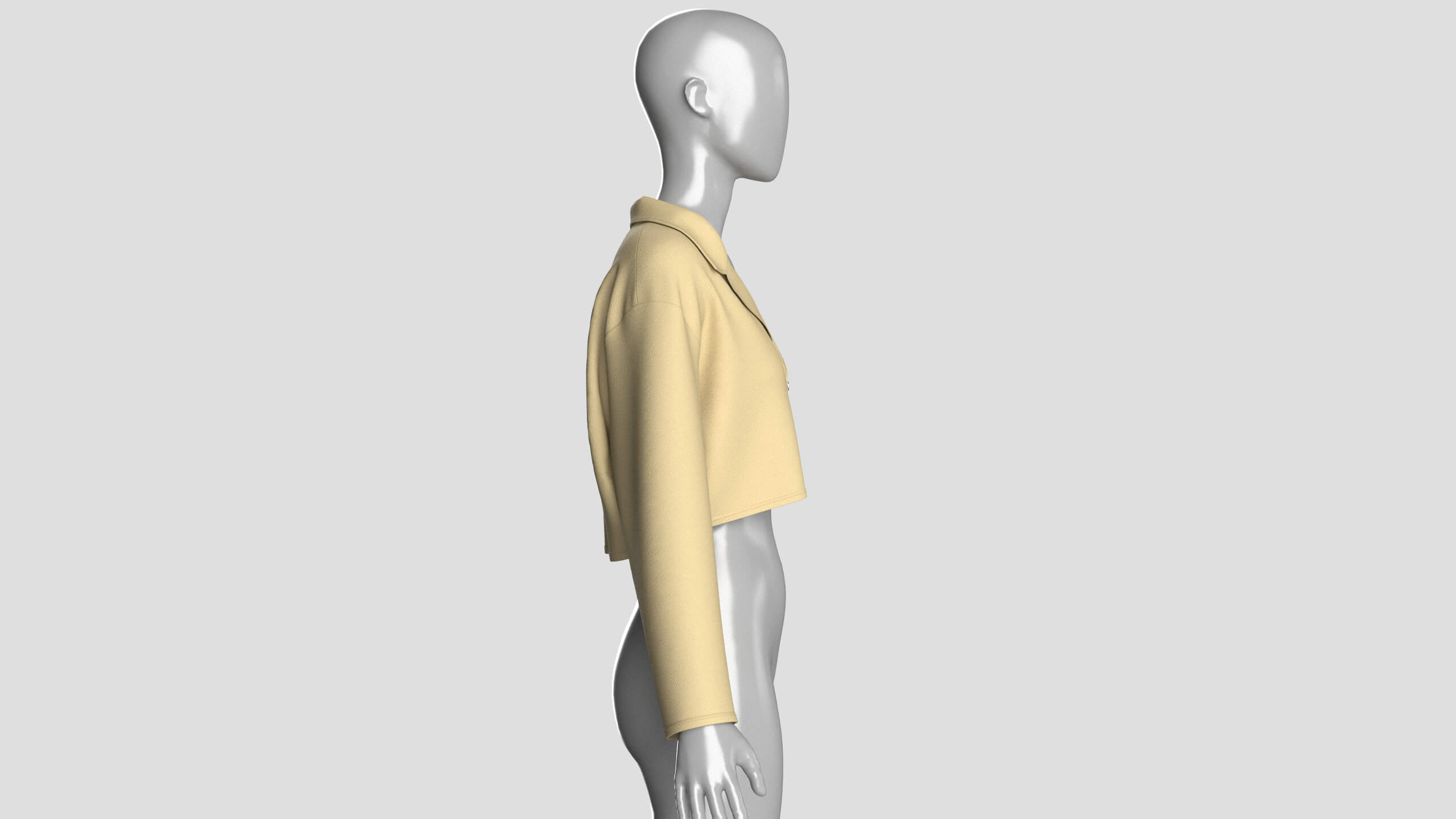 Girls Cropped Double-Breasted Blazer 3D Model