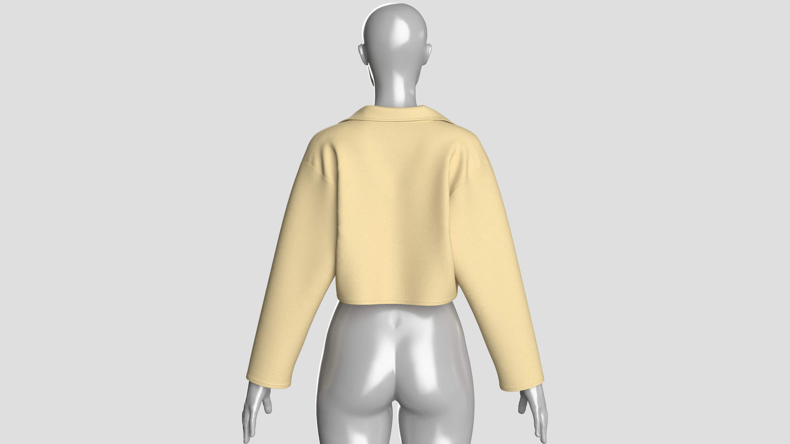 Girls Cropped Double-Breasted Blazer 3D Model