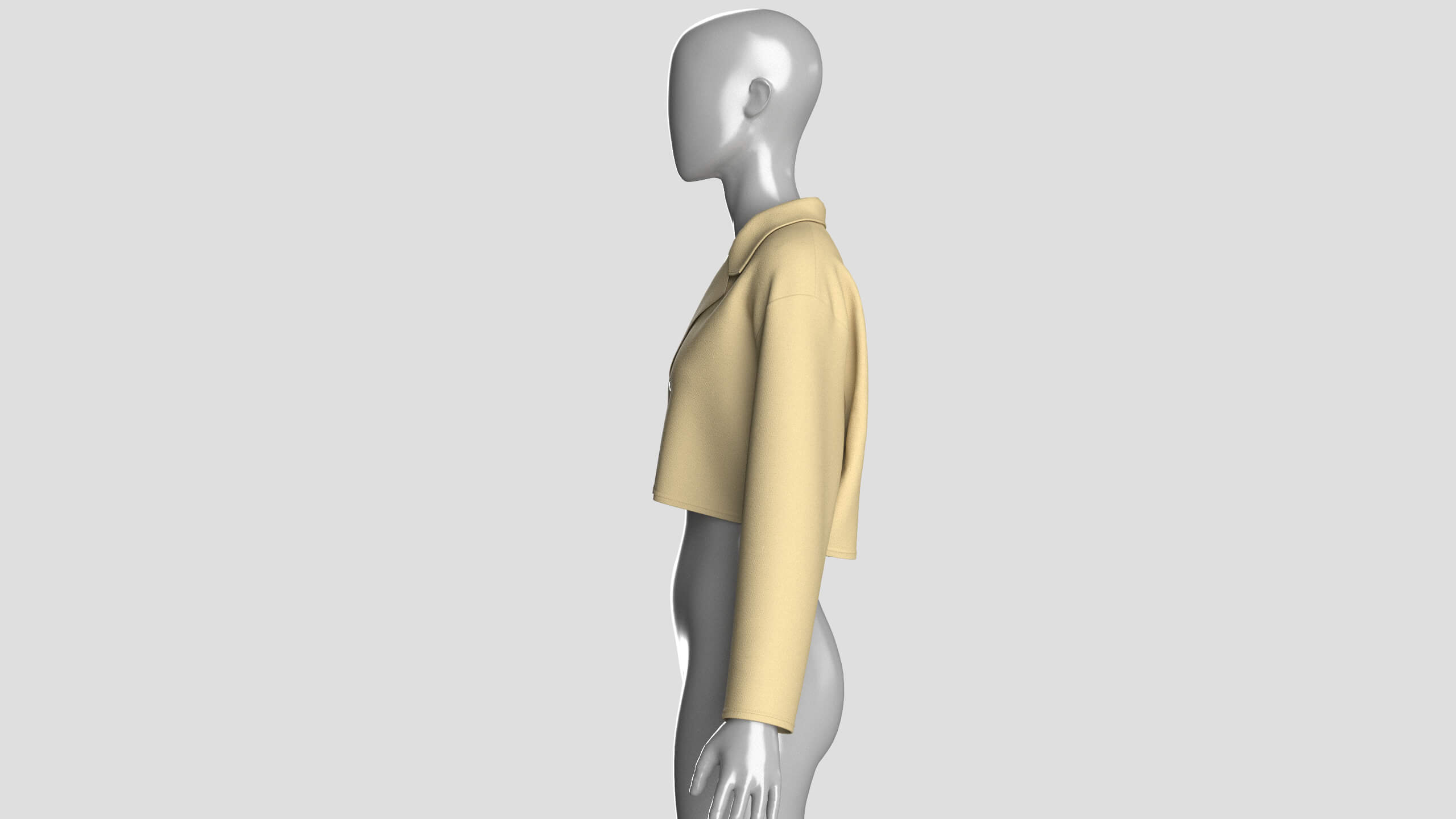 Girls Cropped Double-Breasted Blazer 3D Model